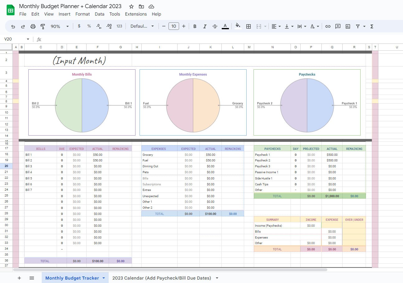 Monthly Budget Tracker Annual Budget Calendar - Etsy