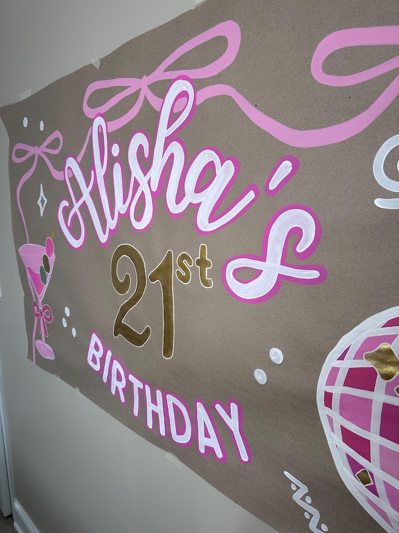Custom Brown Paper Banner | 21st Birthday Party | Girly Banner | Hand ...