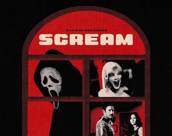 SCREAM 1996, cartel de película de terror vintage, impresión de película retro, cartel de película Scream, decoración de película de terror, regalos de película de terror