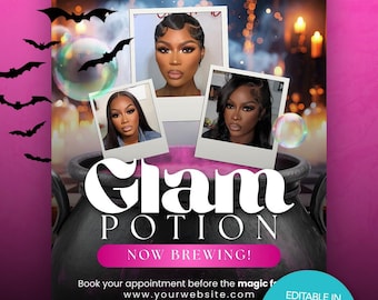 Glam Potion Halloween Flyer Template: Editable Canva Design (8.5x11 or Instagram Size)