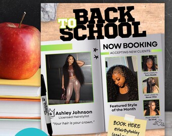 Beauty Yearbook Canva Template | Editable Hairstylist Flyer | Back to School Hair Flyer