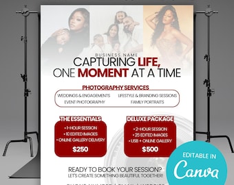 Editable Photography Flyer Template: Canva Pricing Sheet (Digital Download