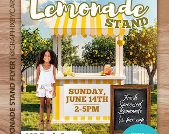 Editable Lemonade Stand Flyer | Kids Summer Business Sign (Digital Download)