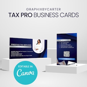 Editable Tax Preparer Business Card Template: Modern Accountant Design