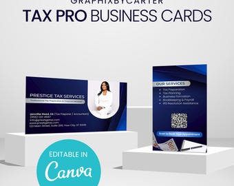 Editable Tax Preparer Business Card Template: Modern Accountant Design