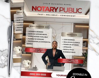 Editable Notary Public Flyer Template | Canva Design (Digital Download)