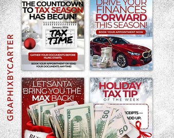 Christmas Tax Pro Canva Bundle | 4 Editable Holiday Tax Flyers