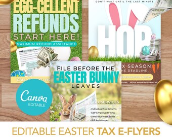 Editable Easter Tax Flyer Bundle | Tax Preparer Marketing | Refund Advertising