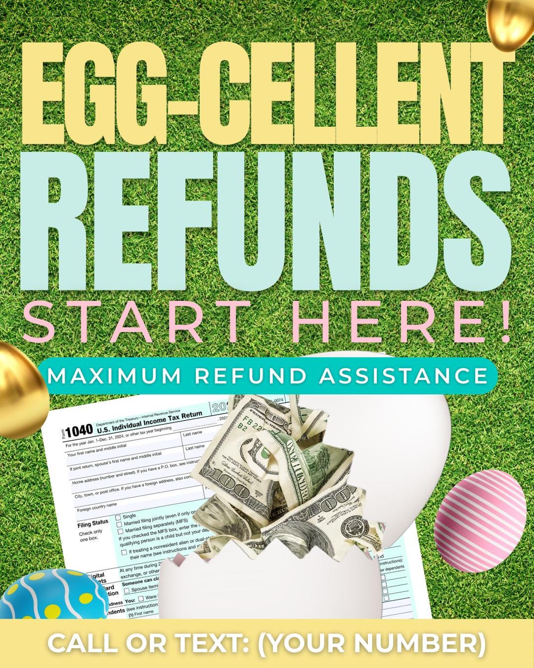 Editable Easter Tax Flyer Bundle | Tax Preparer Marketing | Refund ...