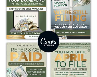 Editable Tax Flyer Bundle | Canva Marketing Kit for Accountants (Digital Download)