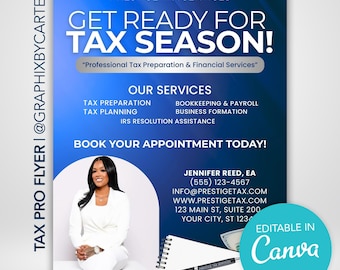 Editable Tax Preparer Flyer Template: CPA, Accountant Marketing (Canva Template)
