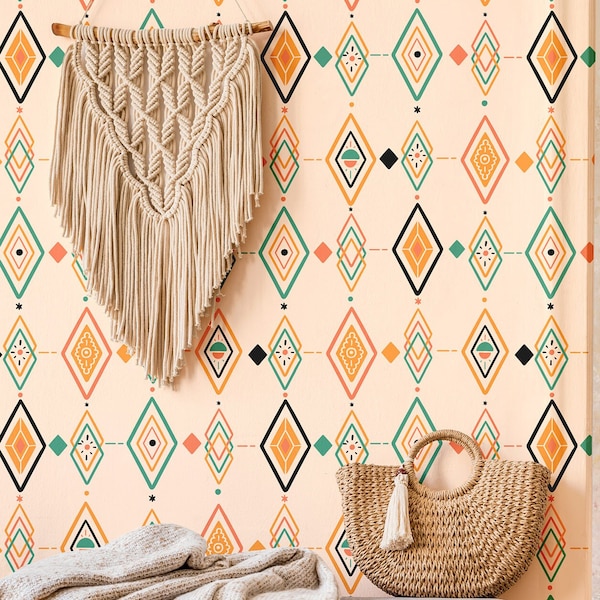 Timeless Elegance: Vintage 60s and 70s Wallpaper, Retro Boho Prints, Peel and Stick Vinyl Options - Rectangle Unique Renaissance Wallpaper