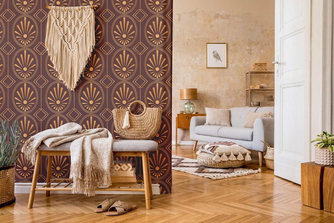 Red Damask Peel and Stick Wallpaper Red Baroqu Self Adhesive Wallpaper Victorian Self Sticking