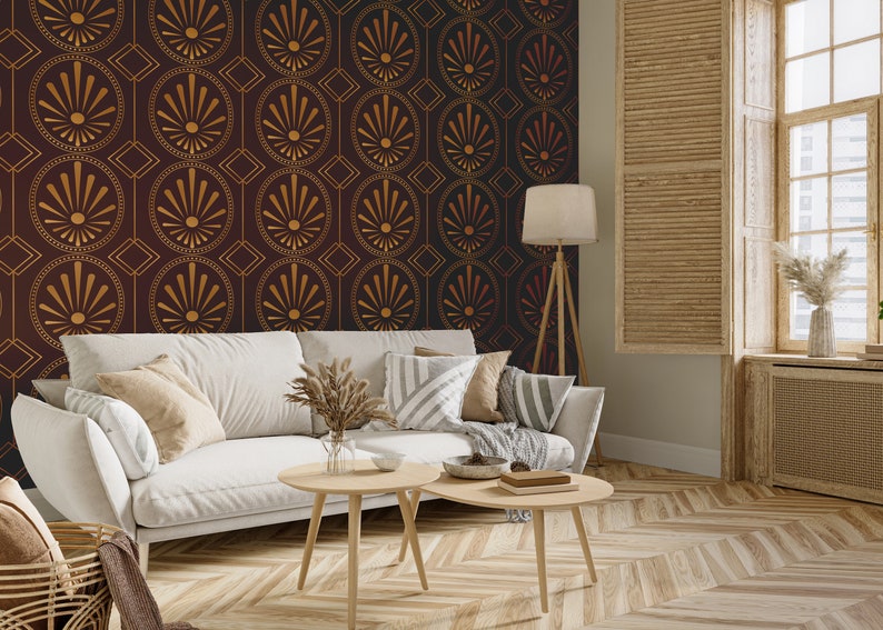 Red Damask Peel and Stick Wallpaper Red Baroqu Self Adhesive Wallpaper