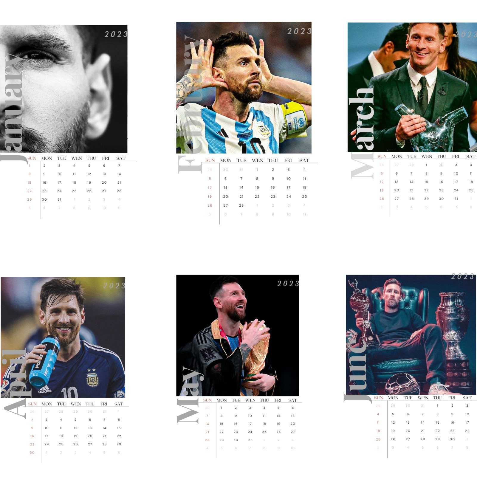 Leo Messi Calendar 2023 Gift Etsy