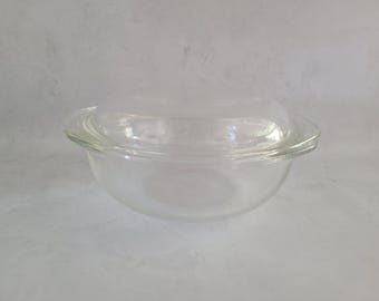 Vintage Pyrex 2Qt Clear Glass 024 Round Casserole Baking Dish with Lid 684