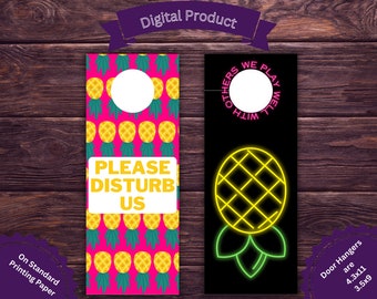 2 Printable Swingers Themed Door Hangers, Upside Down Pineapple, Please Disturb, We Play Well With Others,