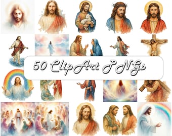 50 Watercolor Jesus Christ Clipart Jesus png Jesus with lamb Good Shepherd Teaching of Jesus Biblical Character Bible Story Sunday School