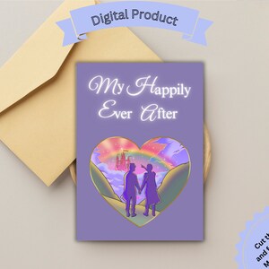 Cartão para impressão My Happily Ever After Gay Fairytale, Casal gay, Cartão de namorado, Cartão de marido, Cartão romântico, My Fairytale Valentine Card DIY