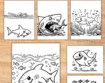 25 printable Cute Shark Coloring Pages Shark Coloring Pages for Kids and Adult Sea Life Coloring Pages Ocean Coloring Page Vacation Coloring