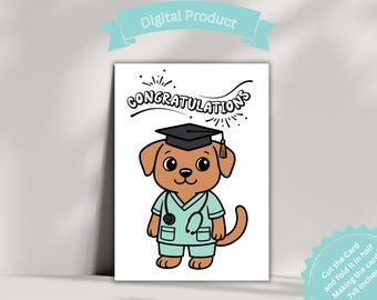 Printable Veterinarian Graduation Card Vet Tech Dog Veterinary School Student Vet Appreciation Card animal doctor card Nurse Graduation DIY