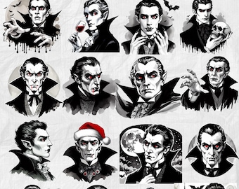 50 Watercolor Dracula Clipart Bundle pngs Realistic Dracula Halloween Clip Art bram stoker artwork  dracula illustration Vampire Art