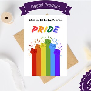 Afdrukbare LGBTQ-kaart Vier Pride-aanmoedigingskaart, wenskaart, Pride Month, LGBTQ-bondgenoot, Thinking of You, Rainbow Support Card DIY