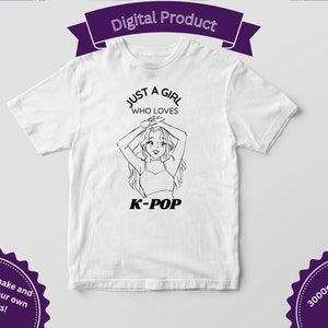 Anime PNG, SVG, 3000x3000 px, nur ein Mädchen, das k-pop liebt, Manga, lustig, für POD, süßes Anime-Mädchen, billiges svg, für k-Pop-Fan, kommerzielle Nutzung