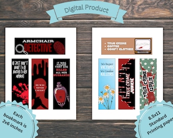 16 Printable True Crime Bookmarks, True Crime Junkie, True Crime Junkie, Crime Shows, Crime Books, Bookmark DIY, Adult Bookmarks, Murder