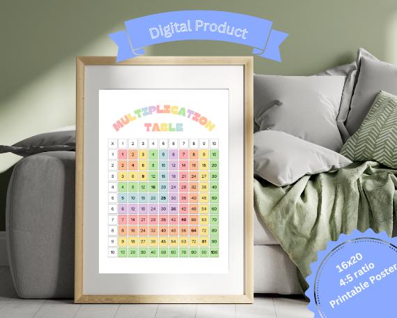 Printable Rainbow Theme Multiplication Table Worksheet and Poster for ...