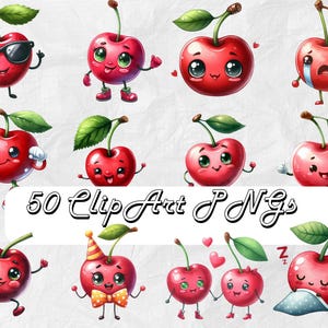 50 Aquarell Kirsche Zeichen Clipart PNG Kirsche Clip Art Malerei Stil Kirsche PNG bundle Shirt design Kirschen Niedlich Digitale Downloads