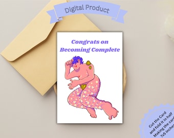 Tarjeta imprimible para cirugía de parte superior e inferior, tarjeta trans, felicitaciones por completar tu identidad, hombre trans, hombre trans, transgénero, tarjeta LGBTQ, apoyo trans