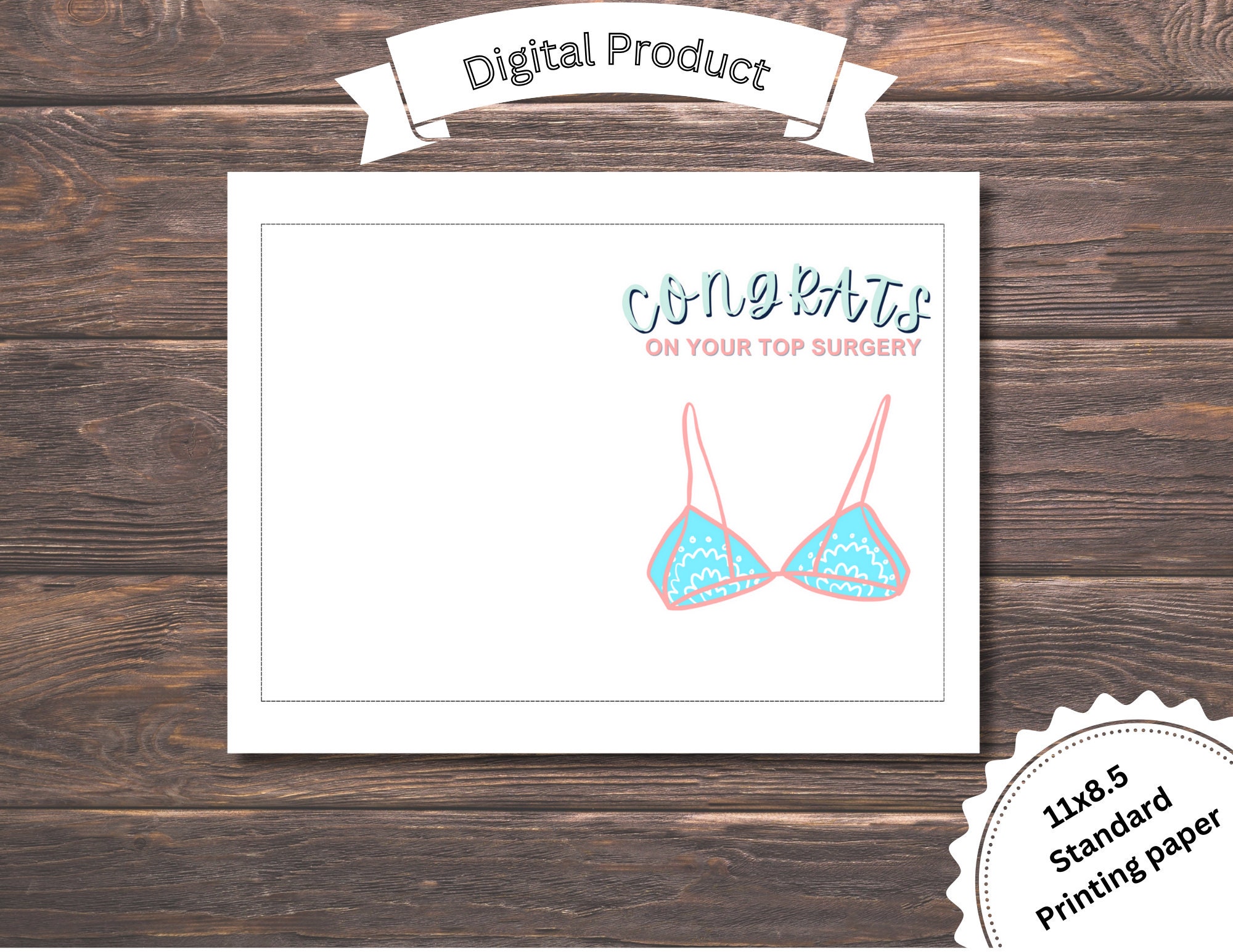 Printable Congrats on the Top Surgery, Trans Female, Trans Woman, Transgender, Top Surgery ...