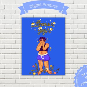 Printable Trans Joy Poster, 18x24 3:4 ratio, Trans Man, Trans Male, Binder, LGBTQ Support, Trans Art, Trans Wall Art, LGBTQ Gift, Flowers