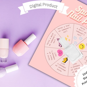 Printable Slumber Party Game Spin the Nail Polish Bottle, Tween & Teenage Girls, Teen Birthday Spa Party Game, Fun Slumber Party Activity,