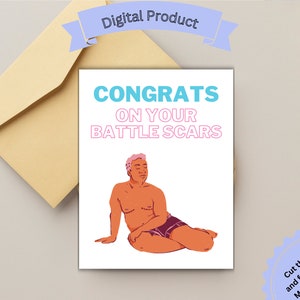 Druckbare Karte Glückwunsch zu Ihren Schlachtennarben - Top Surgery For Trans Man, FTM, Mastektomie Karte, Übergang Karte, Big Step, LGBTQ Unterstützung,