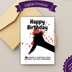 Geburtstagskarte zum ausdrucken, alles Gute zum Geburtstag, True True Crime Fan, wahre True Crime, Horror,