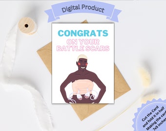 Printable Card Congrats on Your Battle Scars Top Surgery for Trans Male
