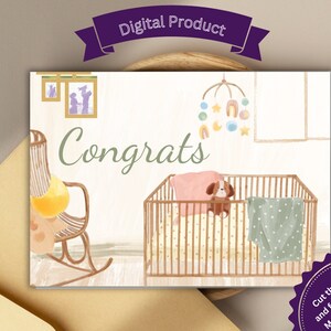 Carte imprimable Félicitations pour le nouveau bébé Carte aquarelle baby shower Carte de voeux pour les nouveaux parents Félicitations aux nouveaux parents Carte de bébé