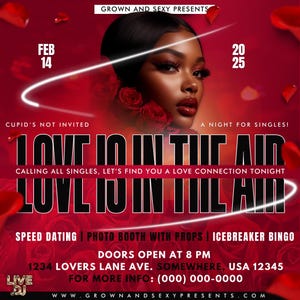 de Flyer sur toile modifiable | Conception de flyer de fête de la Saint-Valentin | Invitation personnalisable d&#39;événement de rose rouge