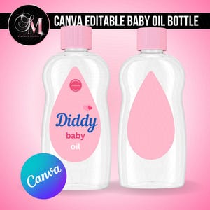 Plantilla de etiqueta de aceite para bebé divertida inspirada en un ícono del rap, descarga instantánea para regalos de broma personalizados y decoración de parodia