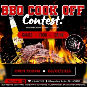 Modelo de folheto para concurso de churrasco | Download instantâneo editável do Canva | Evento de churrasco, festival de comida, competição de grelhados, modelo editável do Canva