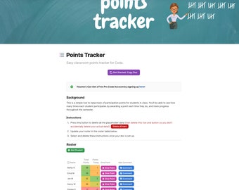 Classroom Points Tracker (Coda Template)