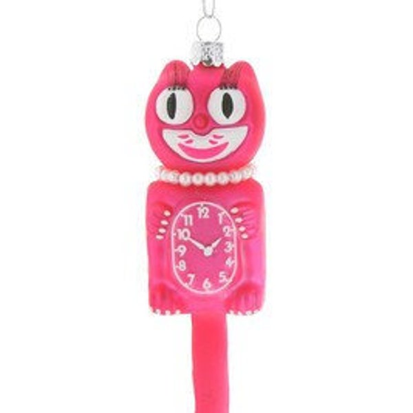 Pink Retro Cat Clock Ornament, Cody Foster and Co.