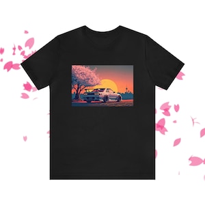Japanese Sports Car Sunset, Unisex Jersey Short Sleeve Tee
