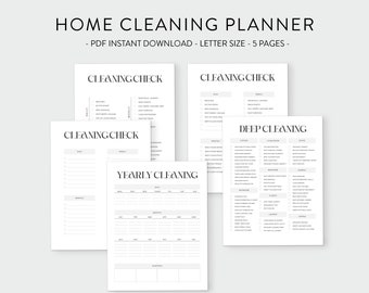 Huisreinigingsplanner, klusjeschecklist, dagelijkse schoonmaak, dieptereiniging afdrukbaar, huisorganisatie, schoonmaaksjabloon, digitale download