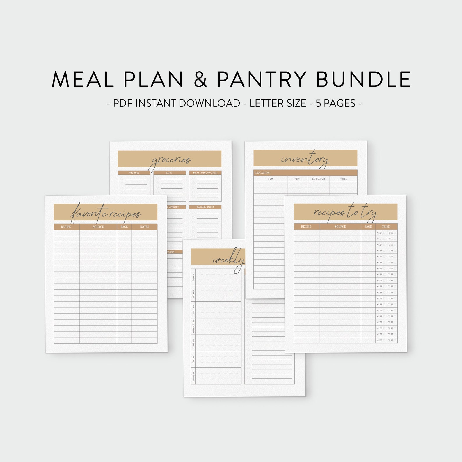 Meal Planning and Pantry Printable Bundle | Recipes to Try | Favorite ...