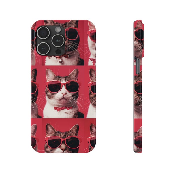 Cats in Sunglasses Phone Case, Fits iphone 15 14 13 Plus Pro Max Mini X XR XS 8, Colorful Cats, Gift For Her, Gift For Him, Cat Pattern