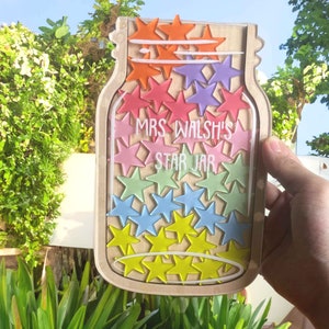 Personalized Kids Reward Jar,Star Reward Jar, Kids Reward Jar, Classroom Reward System, Reward Jar With Tokens,Magnetic Reward Jar Classroom