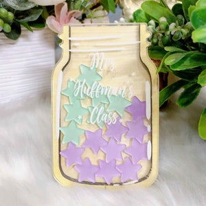 Personalisierte Belohnungsglas, Star Belohnungsgläser, Pastellfarbe, Lehrergeschenk, Klassenzimmer-Belohnungsglas, gutes Benehmenglas, Belohnungsglas Klassenzimmer, Schule